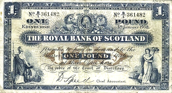 SCOTLAND 1 Pound 1955 Pick 322 collectible banknote