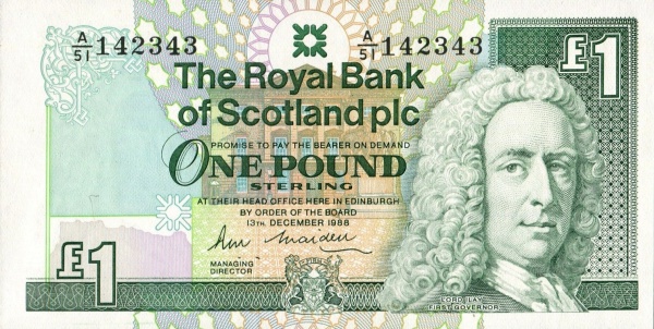 SCOTLAND 1 Pound 1987 Pick 351 collectible banknote