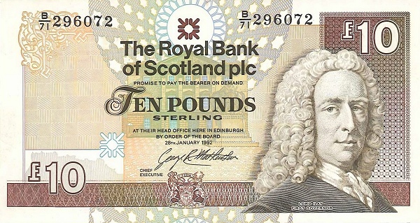SCOTLAND 10 Pounds 1992 Pick 353 collectible banknote