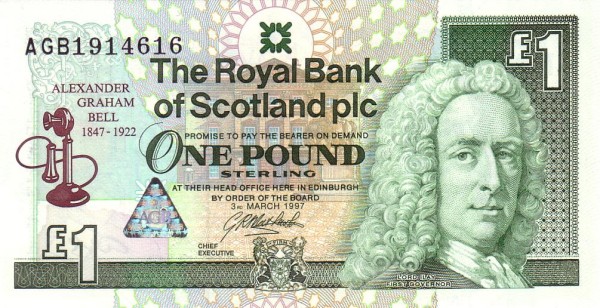SCOTLAND 1 Pound 1997 Pick 359 collectible banknote