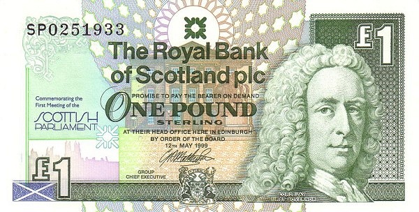 SCOTLAND 1 Pound 1999 Pick 360 collectible banknote