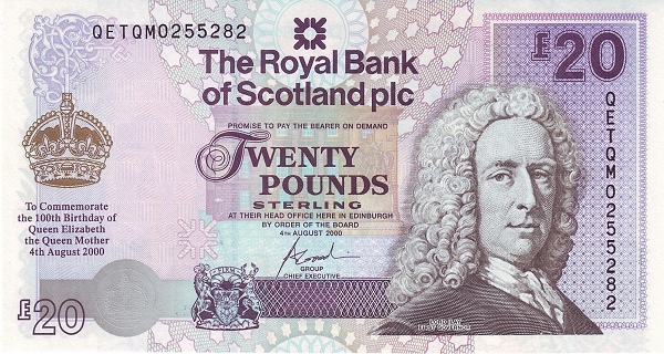SCOTLAND 20 Pounds 2000 Pick 361 collectible banknote