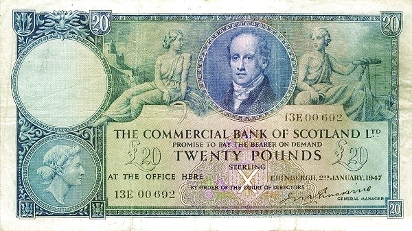 SCOTLAND 20 Pounds 1958 Pick S334 collectible banknote