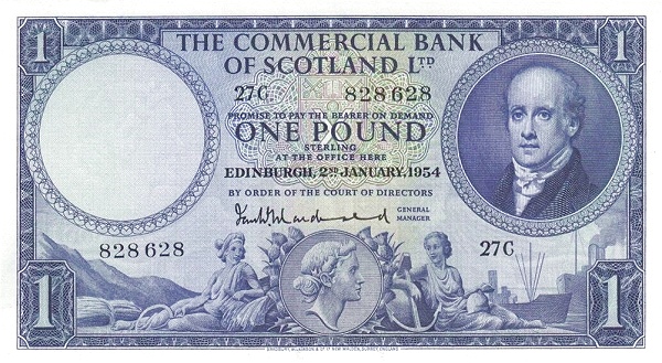 SCOTLAND 1 Pound 1954 Pick S336 collectible banknote