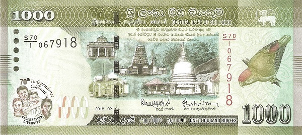 SRI LANKA 1000 Rupees 2018 Pick 130 collectible banknote