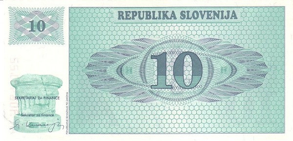SLOVENIA 10 Tolarjev 1990 Pick 4 collectible banknote