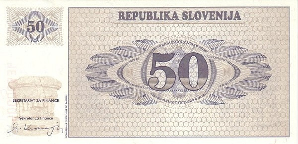 SLOVENIA 50 Tolarjev 1990 Pick 5 collectible banknote