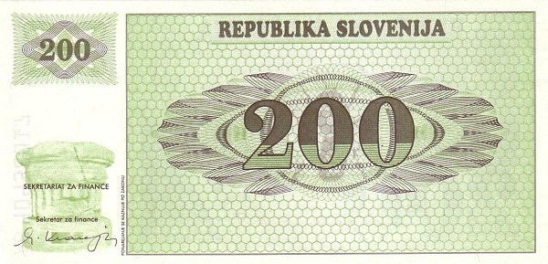 SLOVENIA 200 Tolarjev 1990 Pick 7 collectible banknote