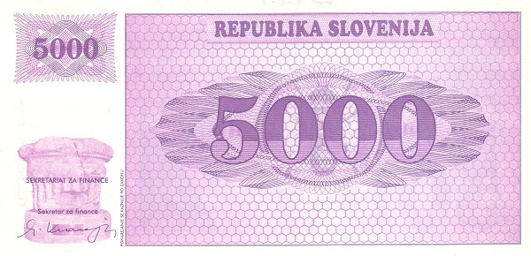 SLOVENIA 5000 Tolarjev 1992 Pick 10