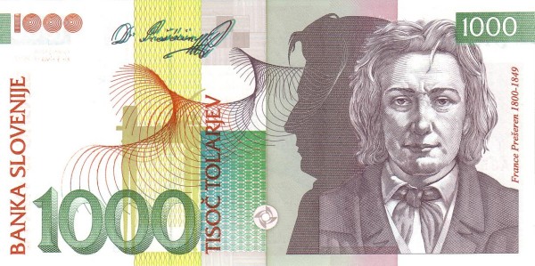 SLOVENIA 1000 Tolarjev 1992 Pick 17 collectible banknote