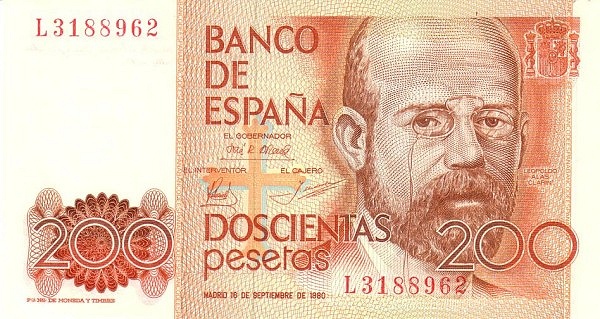 SPAIN 200 Pesetas 1980 Pick 156 collectible banknote