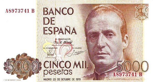 SPAIN 5000 Pesetas 1979 Pick 160 collectible banknote