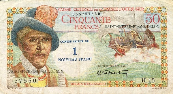 SAINT PIERRE & MIQUELON 1 Nouveau 1961 Pick 31 collectible banknote