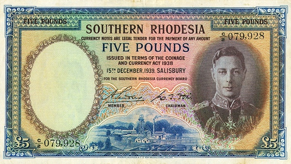 SOUTHERN RHODESIA 5 Pounds 1952 Pick 11