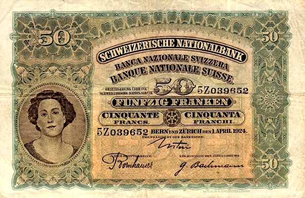 SWITZERLAND 50 Franken 1955 Pick 34