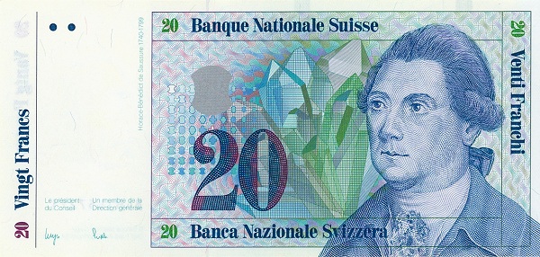 SWITZERLAND 20 Franken 1984 Pick 61 collectible banknote