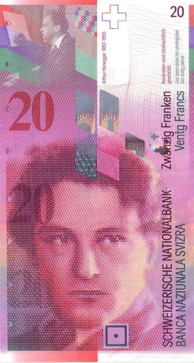 SWITZERLAND 20 Franken 1994 Pick 68 collectible banknote