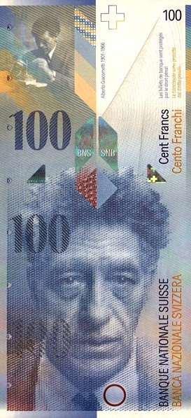 SWITZERLAND 100 Franken 1996 Pick 72 collectible banknote