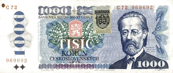 SLOVAKIA 1000 Korún 1985 Pick 19 collectible banknote