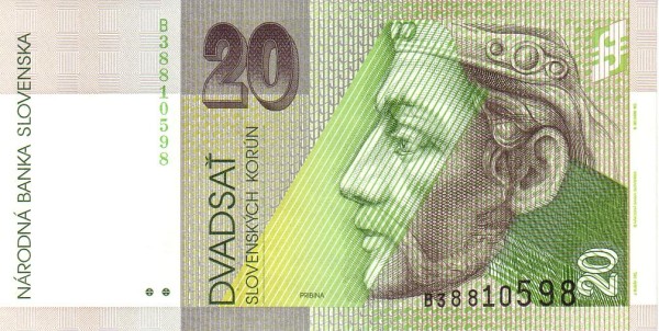 SLOVAKIA 20 Slovenských 1993 Pick 20 collectible banknote
