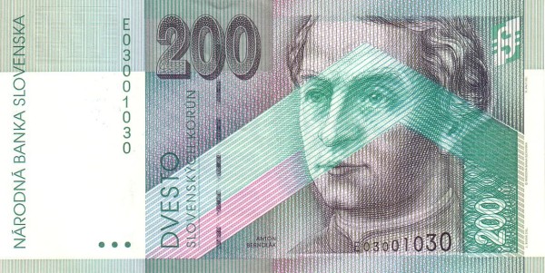 SLOVAKIA 200 Slovenských 1995 Pick 26 collectible banknote