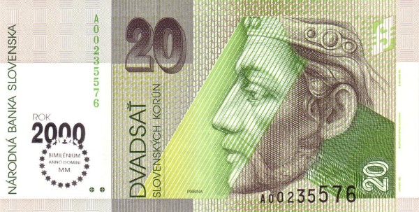 SLOVAKIA 20 Slovenských 1993 Pick 34 collectible banknote