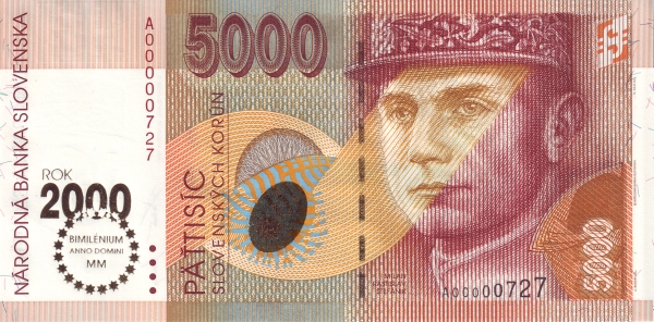 SLOVAKIA 5000 Slovenských 1995 Pick 40 collectible banknote