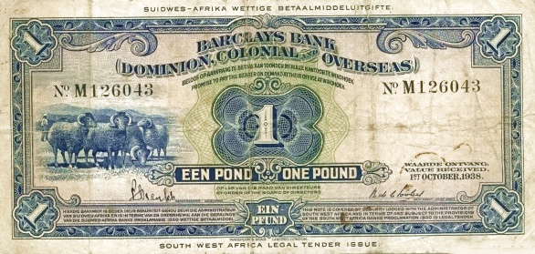 SOUTHWEST AFRICA 1 Pond 1954 Pick 2 collectible banknote