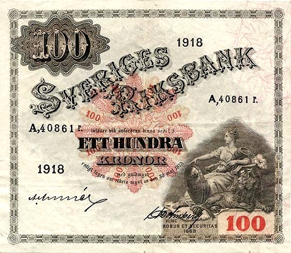 SWEDEN 100 Kronor 1954 Pick 36