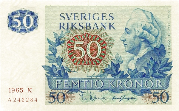 SWEDEN 50 Kronor 1965 Pick 53 collectible banknote