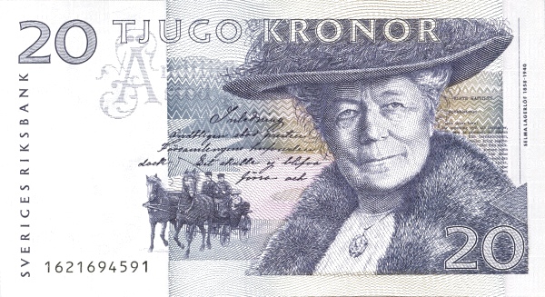 SWEDEN 20 Kronor 1991 Pick 61 collectible banknote