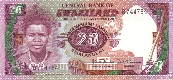 SWAZILAND 20 Emalangeni 1986 Pick 12