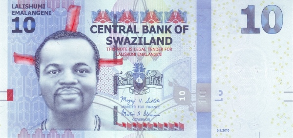 SWAZILAND 10 Emalangeni 2010 Pick 36 collectible banknote