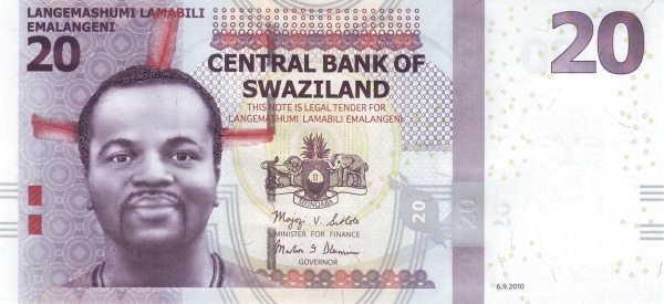 SWAZILAND 20 Emalangeni 2010 Pick 37 collectible banknote