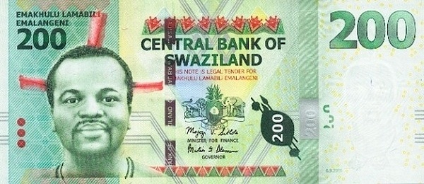 SWAZILAND 200 Emalangeni 2010 Pick 40 collectible banknote