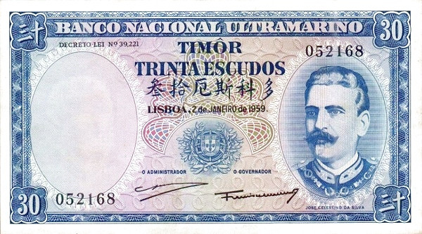 TIMOR 30 Escudos 1959 Pick 22 collectible banknote