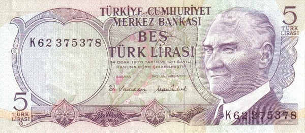 TURKEY 5 Türk 1970 Pick 185