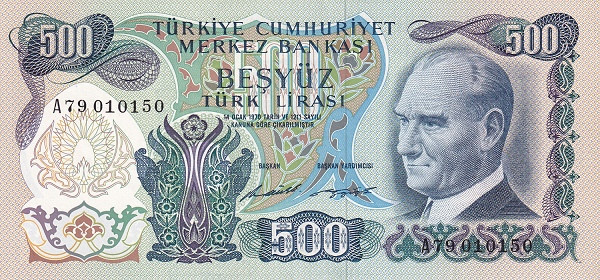 TURKEY 500 Türk 1970 Pick 190 collectible banknote