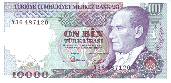 TURKEY 10000 Türk 1970 Pick 199 collectible banknote
