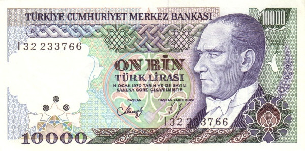 TURKEY 10000 Türk 1970 Pick 200 collectible banknote