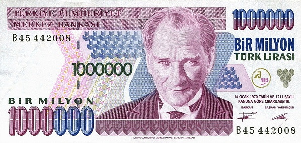 TURKEY 1000000 Türk 1970 Pick 209 collectible banknote
