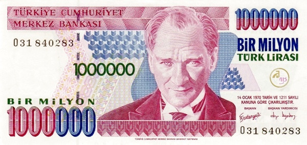 TURKEY 1000000 Türk 1970 Pick 213 collectible banknote
