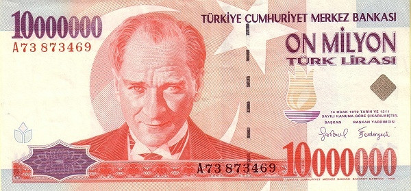 TURKEY 10000000 Türk 1970 Pick 214 collectible banknote