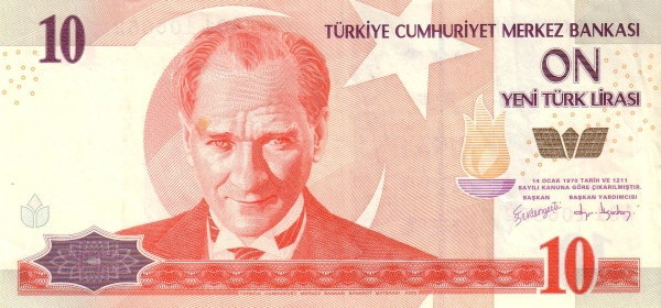TURKEY 10 Yeni 1970 Pick 218 collectible banknote