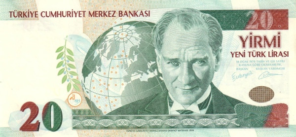 TURKEY 20 Yeni 1970 Pick 219 collectible banknote