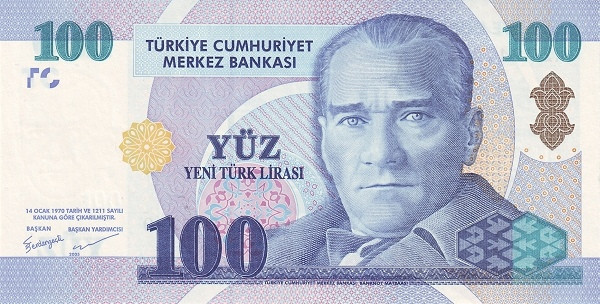 TURKEY 100 Yeni 1970 Pick 221 collectible banknote