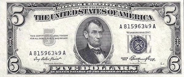 UNITED STATES OF AMERICA 5 Dollars 1953 Pick 417 collectible banknote