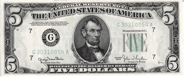 UNITED STATES OF AMERICA 5 Dollars 1950 Pick 438 collectible banknote