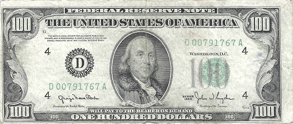 UNITED STATES OF AMERICA 100 Dollars 1950 Pick 442 collectible banknote