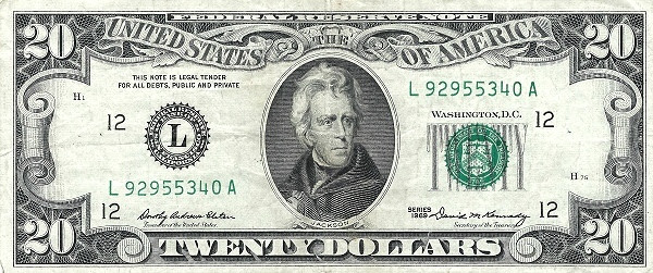 UNITED STATES OF AMERICA 20 Dollars 1969 Pick 452 collectible banknote